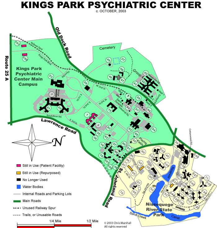 Map of Kings Park Hospital